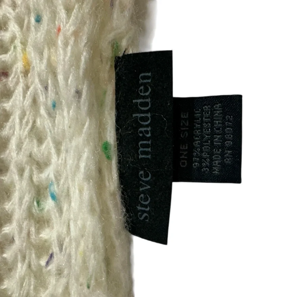 Steve Madden Open Knit Cream Rainbow Speckled Scarf‎